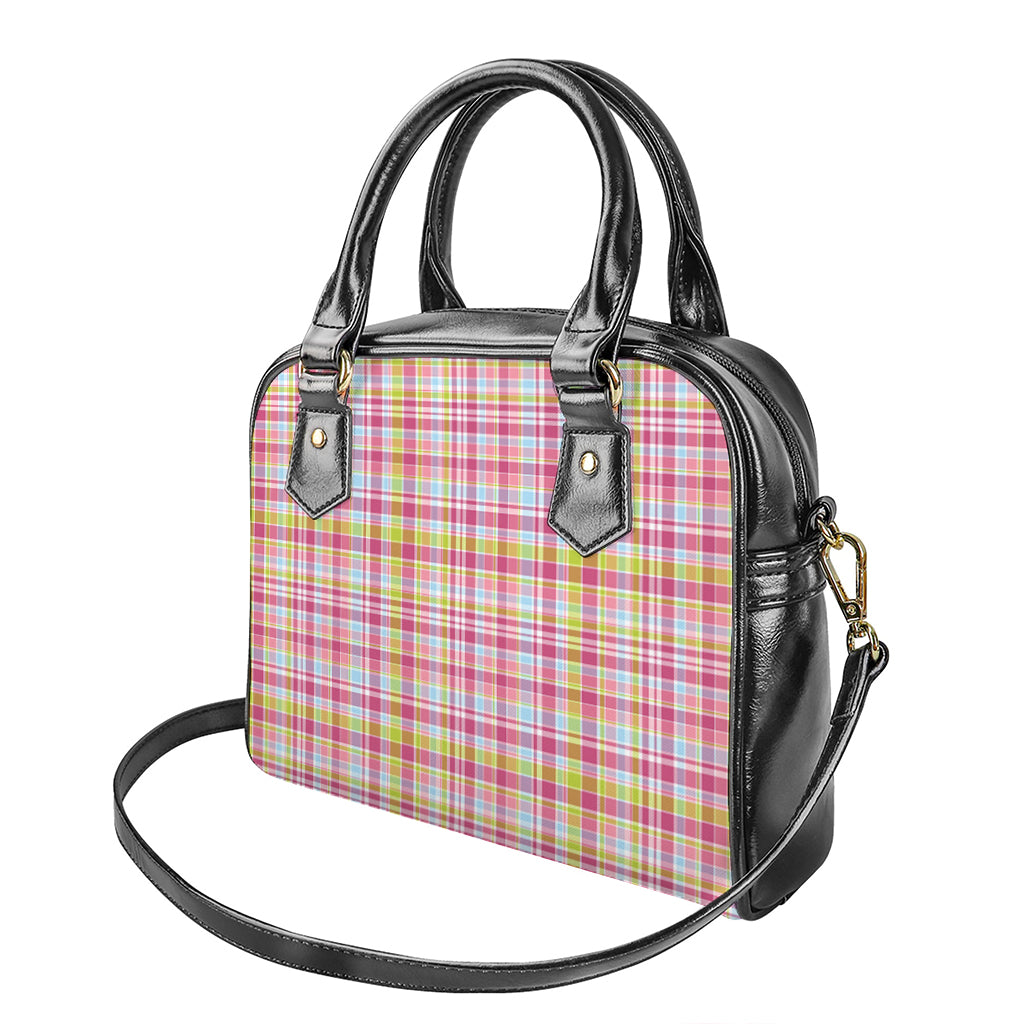 Cotton Candy Pastel Plaid Pattern Print Shoulder Handbag