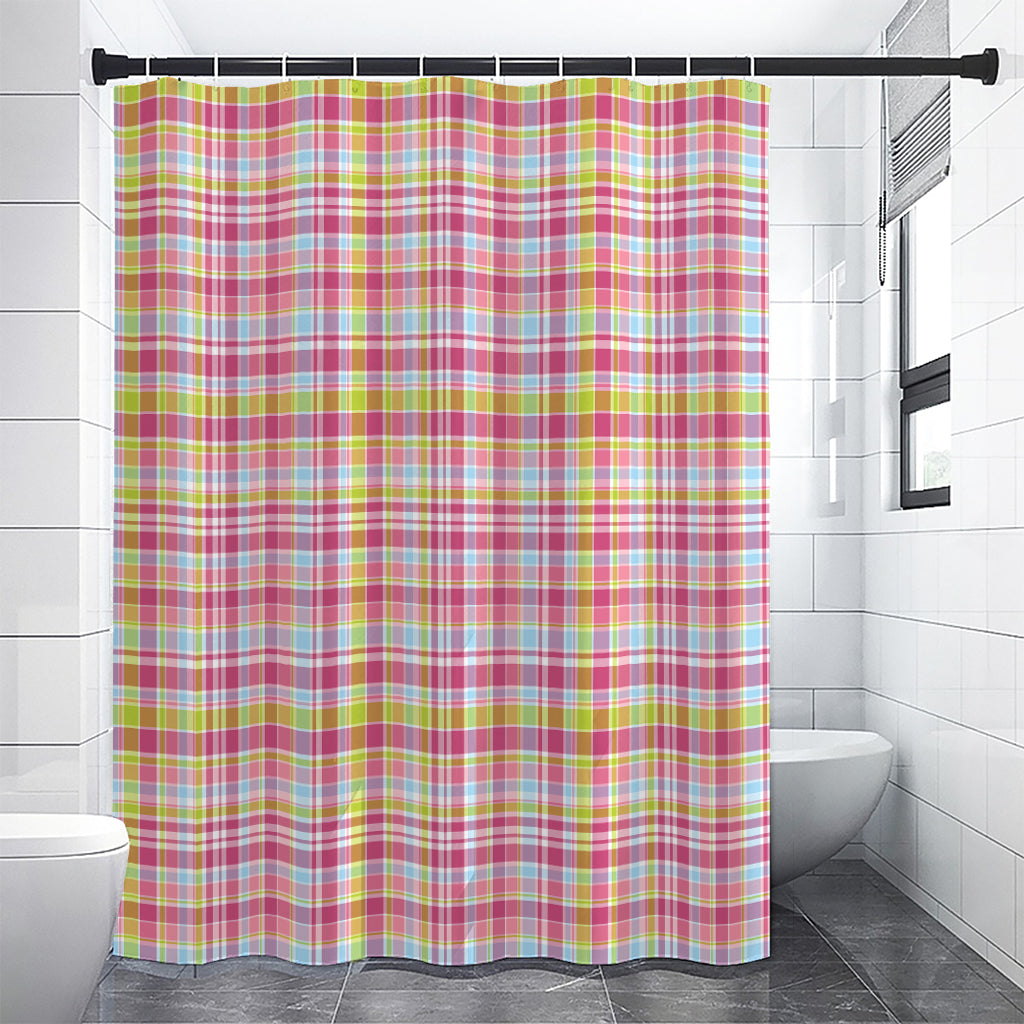 Cotton Candy Pastel Plaid Pattern Print Shower Curtain