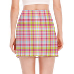 Cotton Candy Pastel Plaid Pattern Print Side Slit Mini Skirt