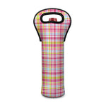 Cotton Candy Pastel Plaid Pattern Print Single Neoprene Wine Tote
