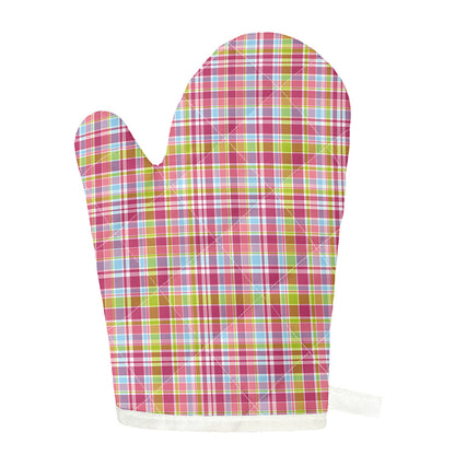 Cotton Candy Pastel Plaid Pattern Print Single Oven Mitt