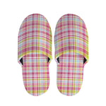 Cotton Candy Pastel Plaid Pattern Print Slippers