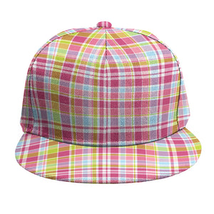 Cotton Candy Pastel Plaid Pattern Print Snapback Cap