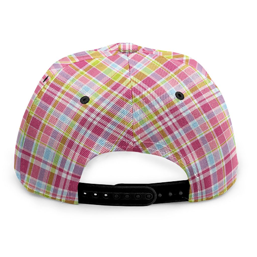 Cotton Candy Pastel Plaid Pattern Print Snapback Cap