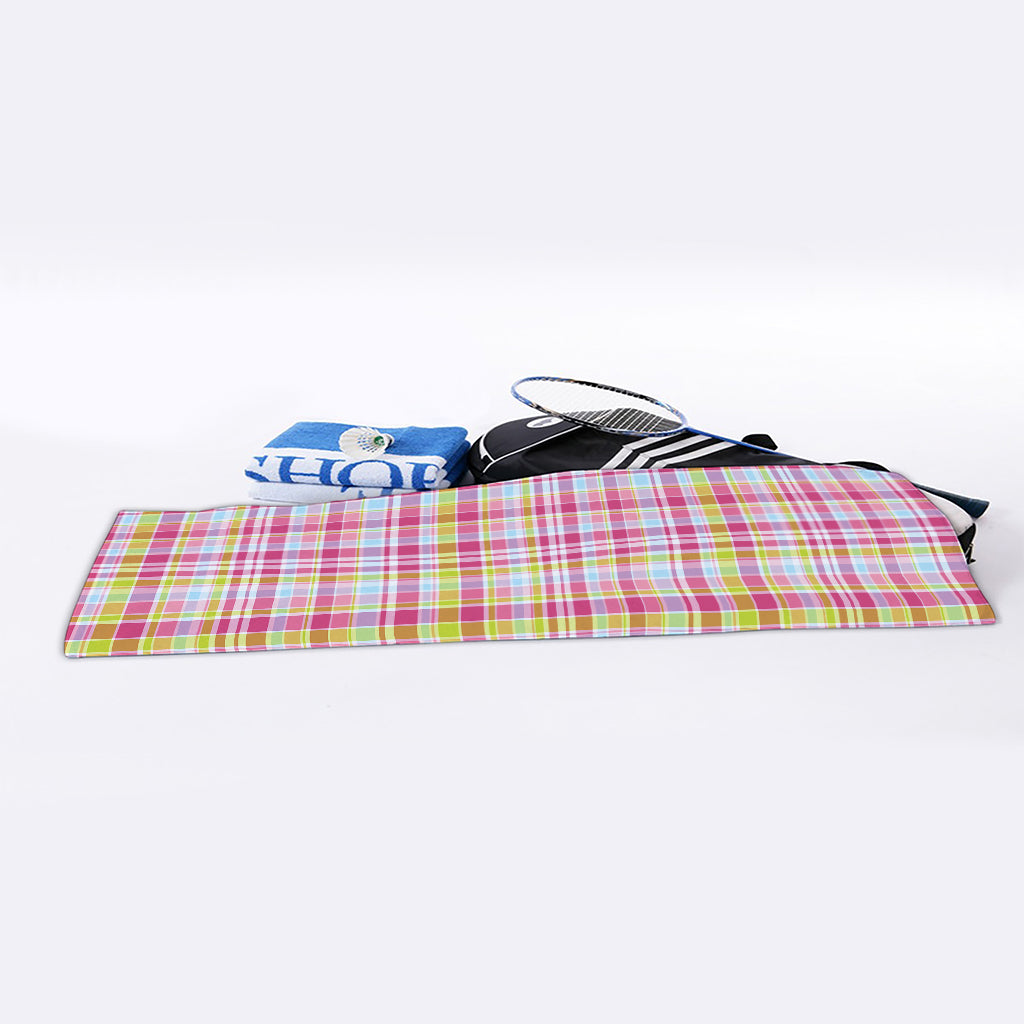 Cotton Candy Pastel Plaid Pattern Print Sports Towel