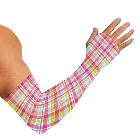 Cotton Candy Pastel Plaid Pattern Print Sun Protection Arm Sleeves