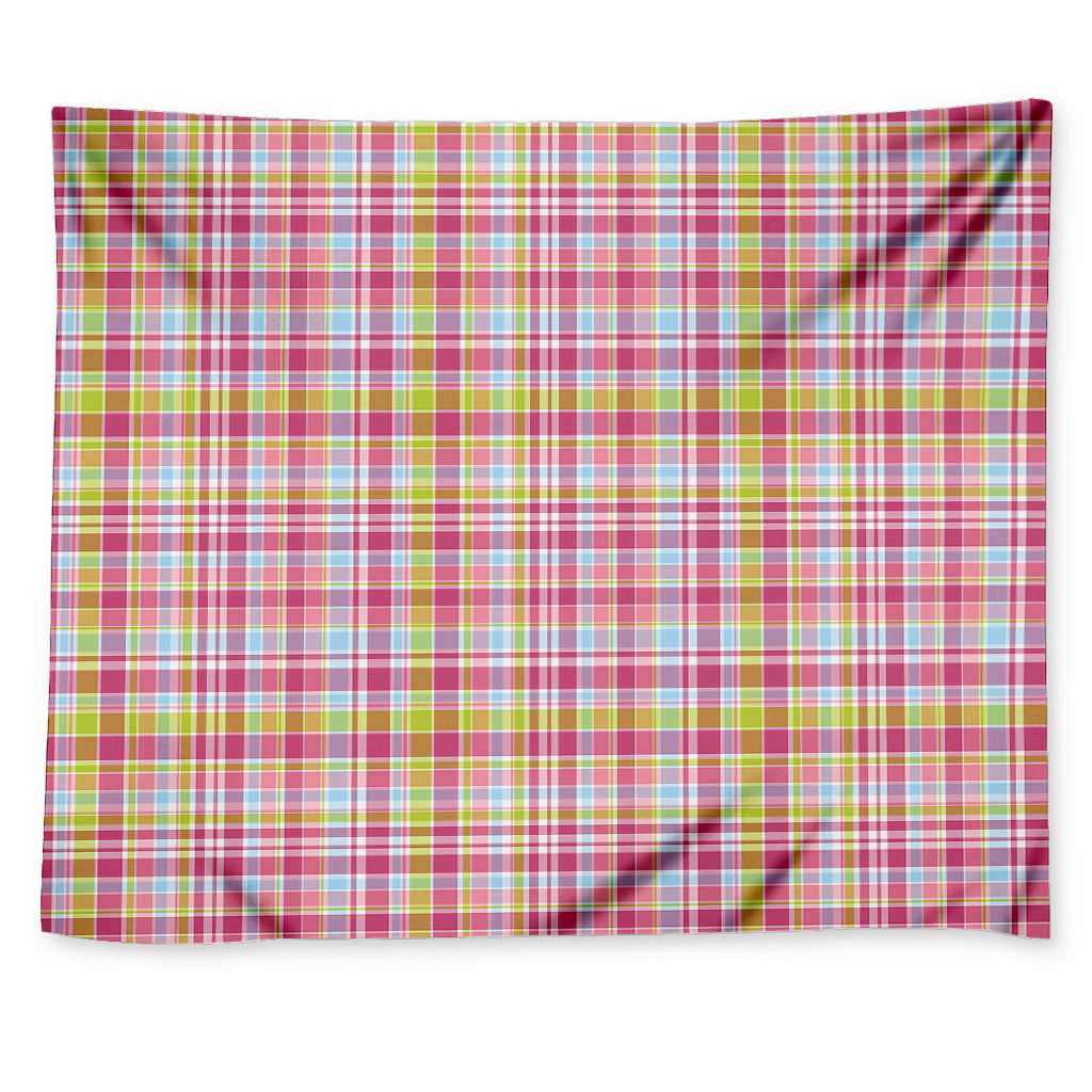 Cotton Candy Pastel Plaid Pattern Print Tapestry