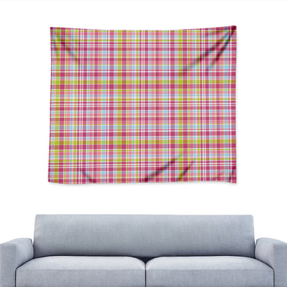 Cotton Candy Pastel Plaid Pattern Print Tapestry