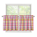 Cotton Candy Pastel Plaid Pattern Print Tier Curtains