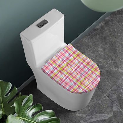 Cotton Candy Pastel Plaid Pattern Print Toilet Lid Cover