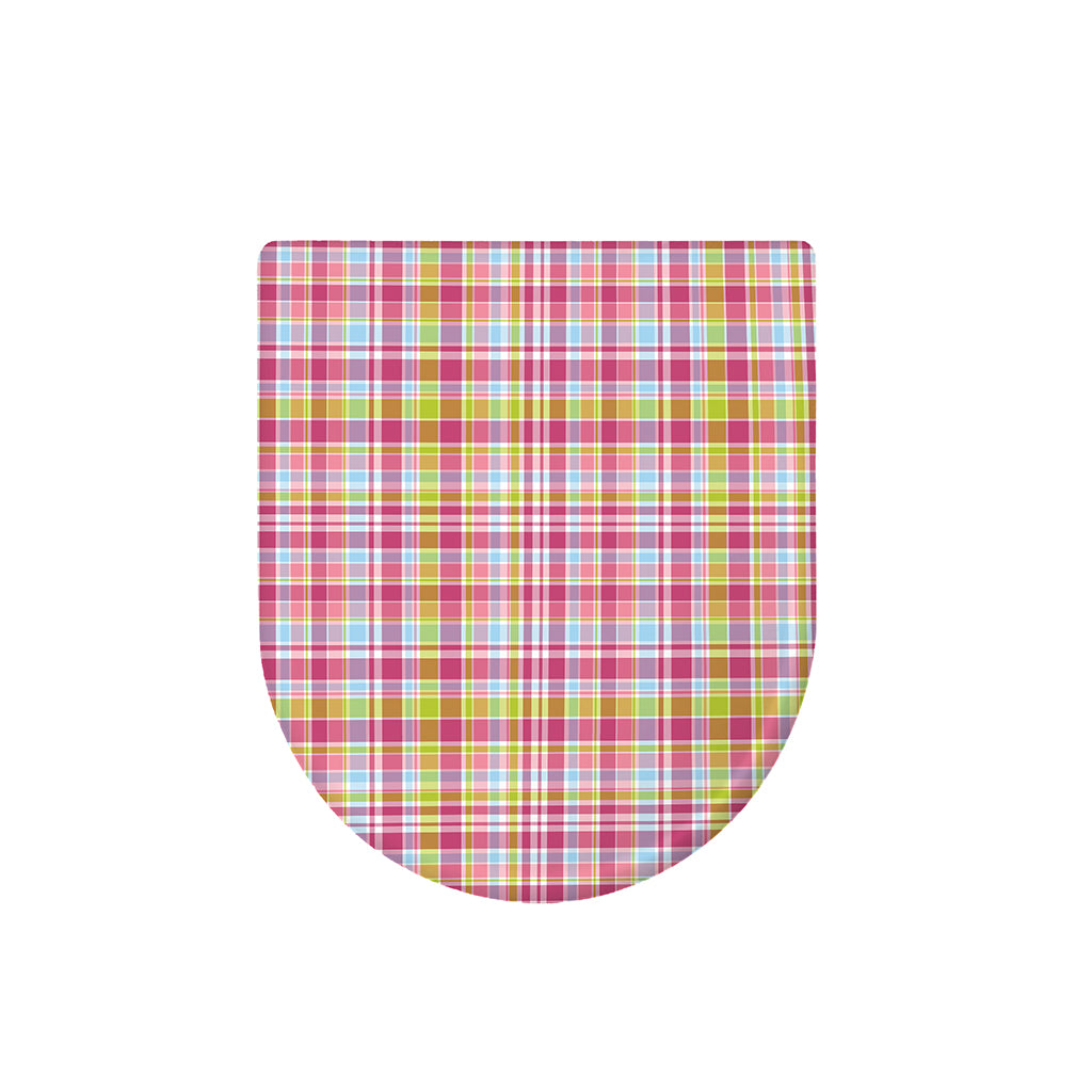 Cotton Candy Pastel Plaid Pattern Print Toilet Lid Cover