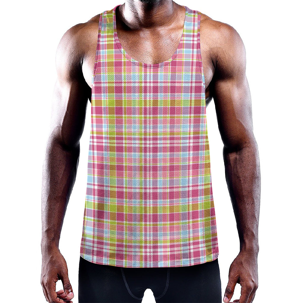 Cotton Candy Pastel Plaid Pattern Print Training Tank Top