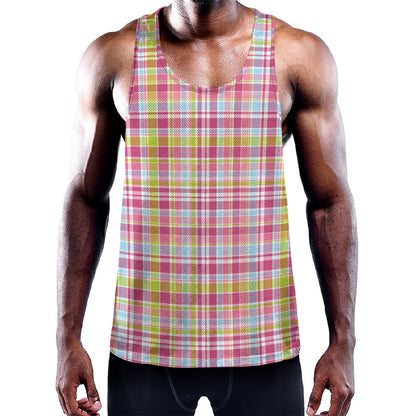 Cotton Candy Pastel Plaid Pattern Print Training Tank Top