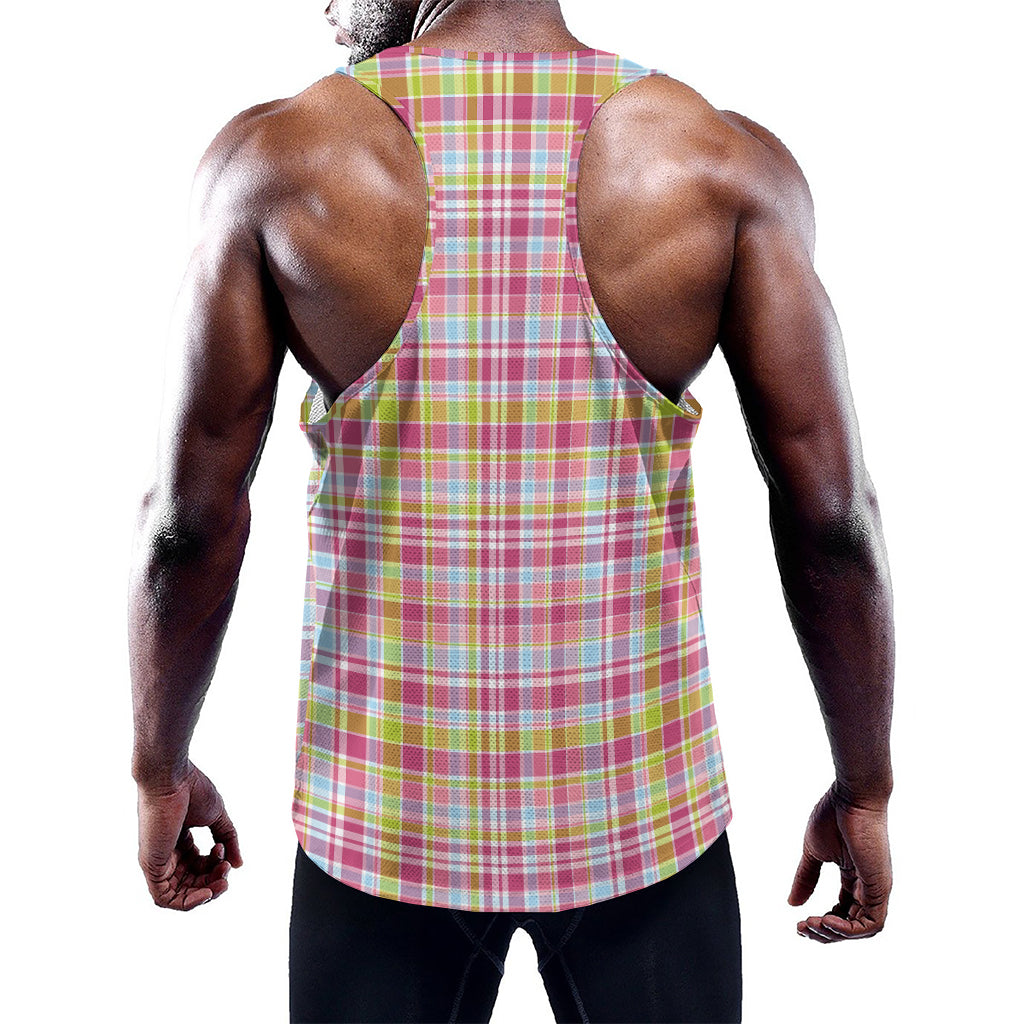 Cotton Candy Pastel Plaid Pattern Print Training Tank Top