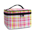 Cotton Candy Pastel Plaid Pattern Print Travel Makeup Bag