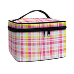 Cotton Candy Pastel Plaid Pattern Print Travel Makeup Bag