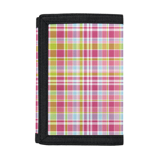 Cotton Candy Pastel Plaid Pattern Print Trifold Wallet