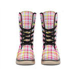 Cotton Candy Pastel Plaid Pattern Print Winter Boots