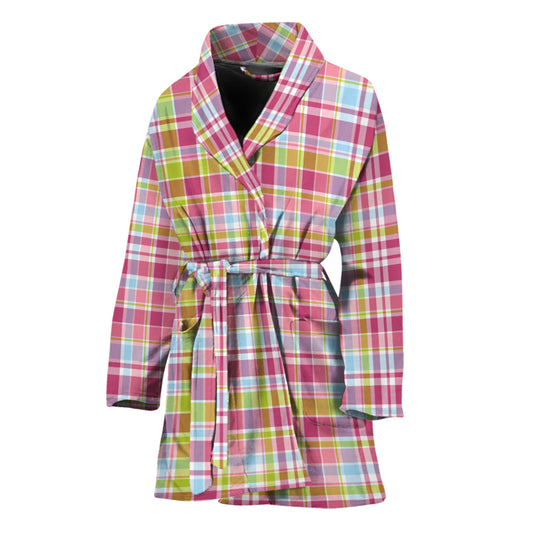 Cotton Candy Pastel Plaid Pattern Print Women's Bathrobe