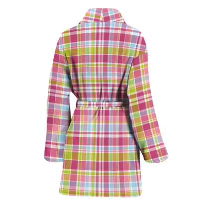 Cotton Candy Pastel Plaid Pattern Print Women's Bathrobe