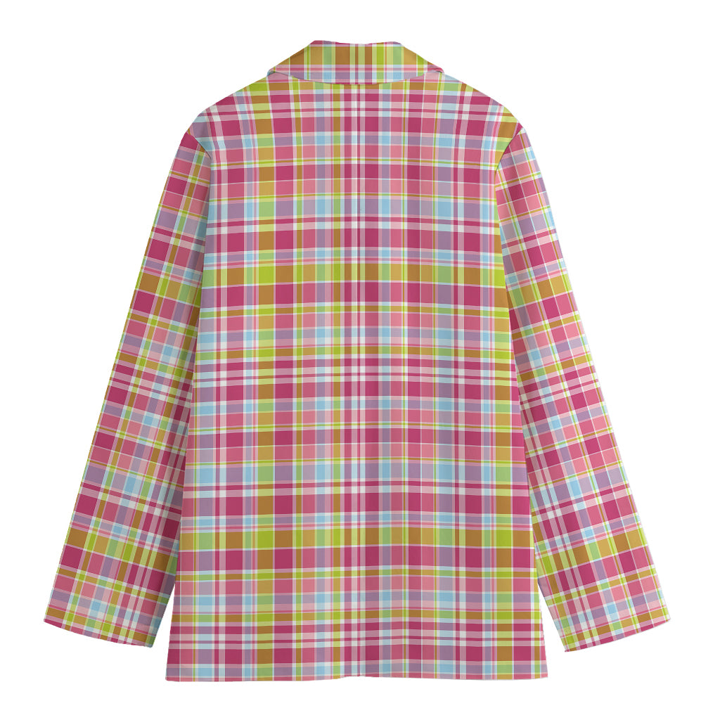 Cotton Candy Pastel Plaid Pattern Print Women's Blazer