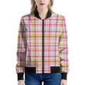 Cotton Candy Pastel Plaid Pattern Print Women's Bomber Jacket