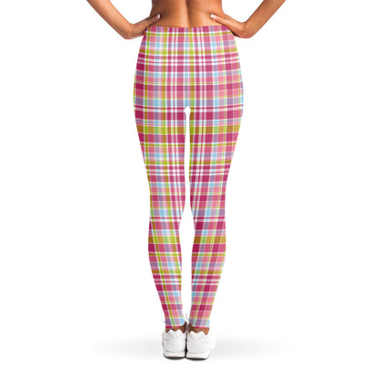 Cotton Candy Pastel Plaid Pattern Print Women's Leggings