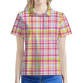 Cotton Candy Pastel Plaid Pattern Print Women's Polo Shirt