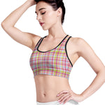 Cotton Candy Pastel Plaid Pattern Print Women's Sports Bra