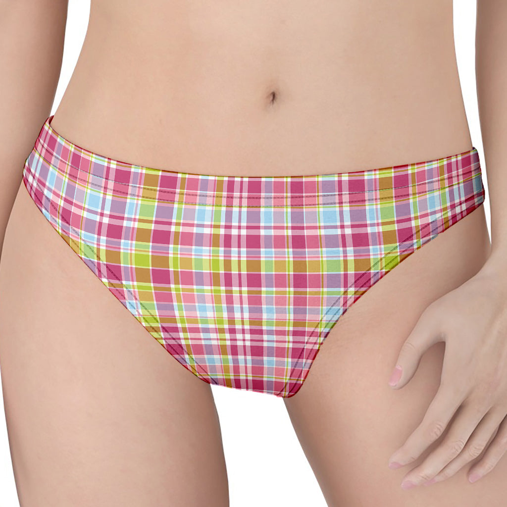 Cotton Candy Pastel Plaid Pattern Print Women's Thong