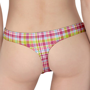 Cotton Candy Pastel Plaid Pattern Print Women's Thong