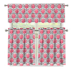 Cotton Candy Striped Pattern Print 3 Piece Kitchen Curtains