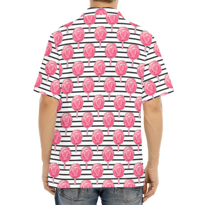 Cotton Candy Striped Pattern Print Aloha Shirt
