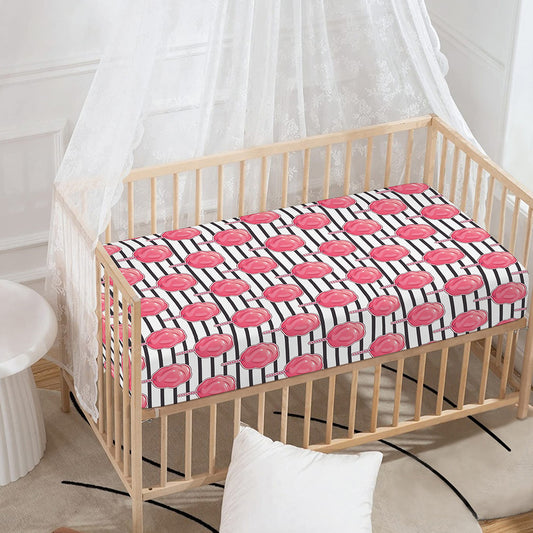 Cotton Candy Striped Pattern Print Baby Crib Sheet