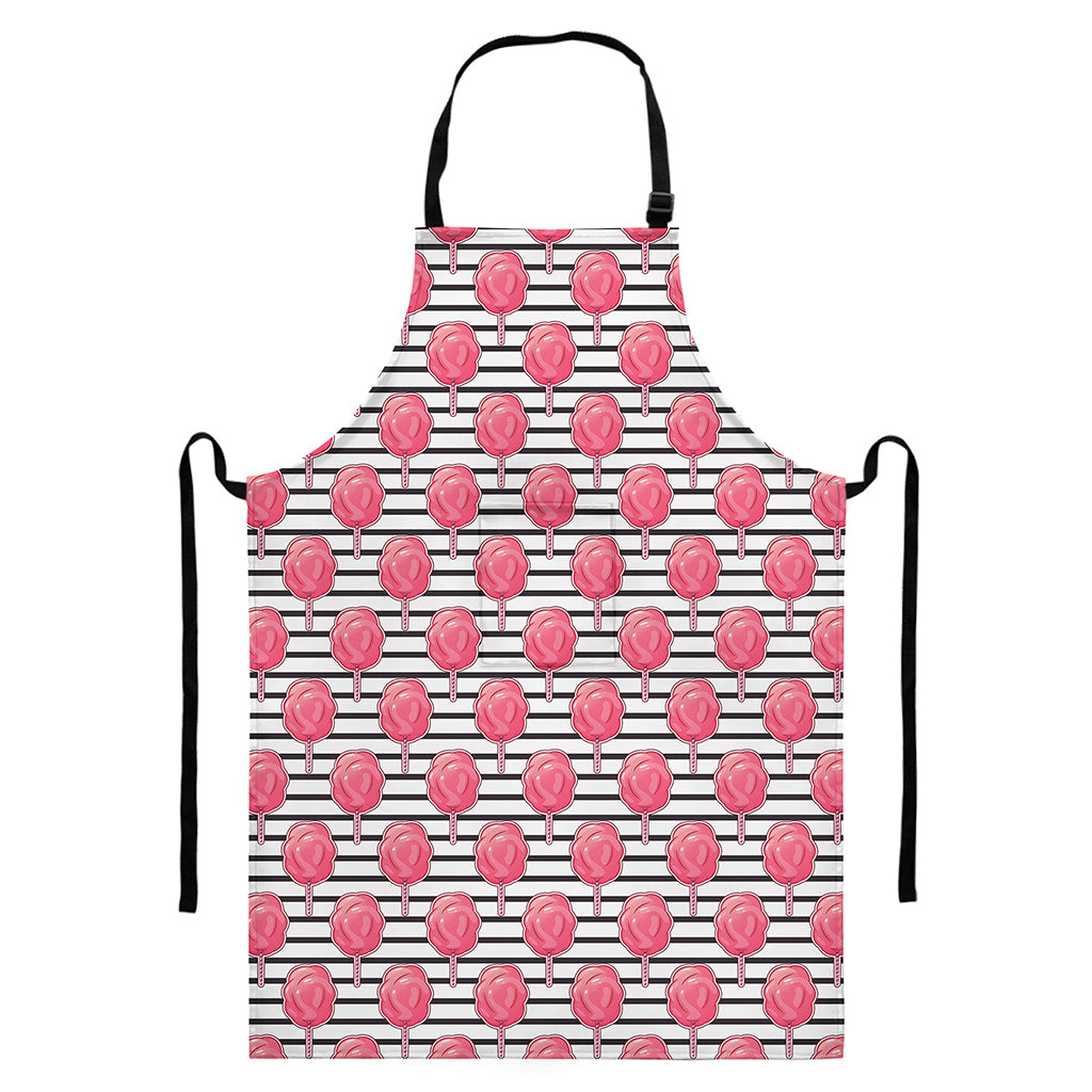 Cotton Candy Striped Pattern Print Bib Apron With Pocket