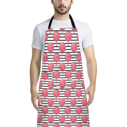 Cotton Candy Striped Pattern Print Bib Apron With Pocket