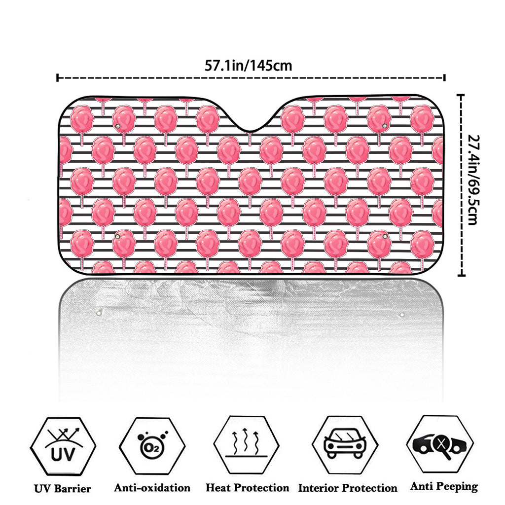 Cotton Candy Striped Pattern Print Car Windshield Sun Shade