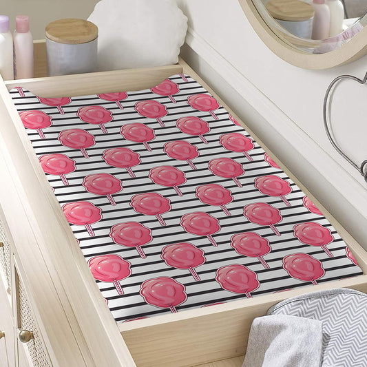 Cotton Candy Striped Pattern Print Changing Pad Cover