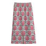 Cotton Candy Striped Pattern Print Cotton Front Slit Maxi Skirt