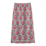 Cotton Candy Striped Pattern Print Cotton Front Slit Maxi Skirt