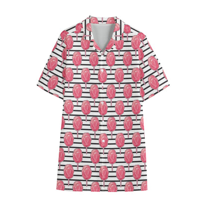 Cotton Candy Striped Pattern Print Cotton Hawaiian Shirt