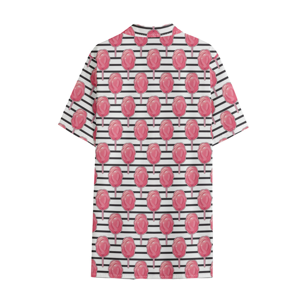 Cotton Candy Striped Pattern Print Cotton Hawaiian Shirt