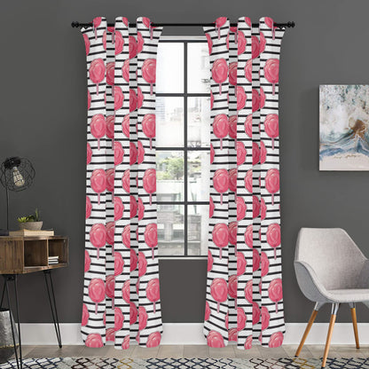 Cotton Candy Striped Pattern Print Curtain