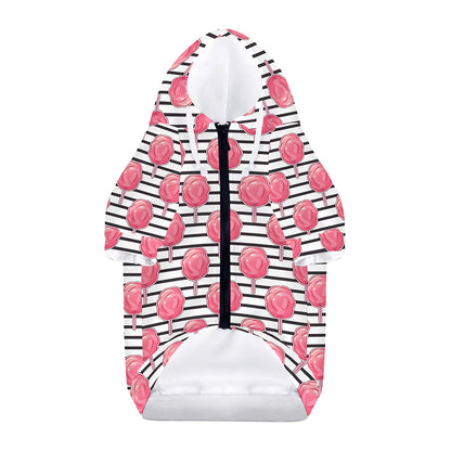 Cotton Candy Striped Pattern Print Dog Zip Up Hoodie