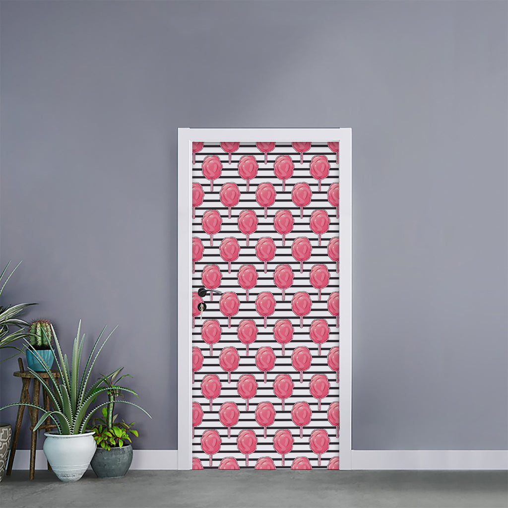 Cotton Candy Striped Pattern Print Door Sticker