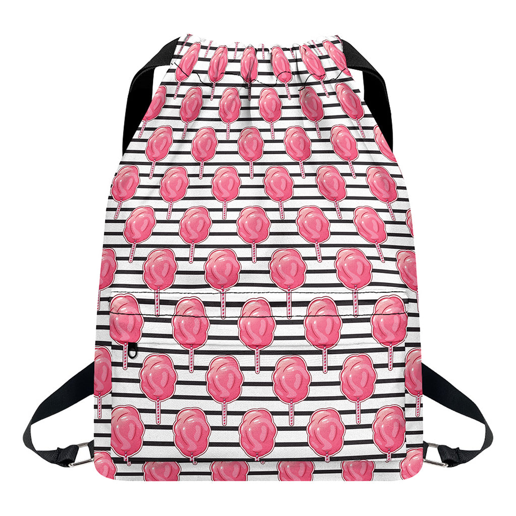 Cotton Candy Striped Pattern Print Drawstring Backpack