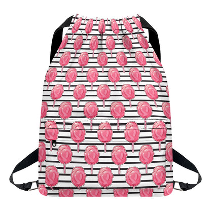 Cotton Candy Striped Pattern Print Drawstring Backpack