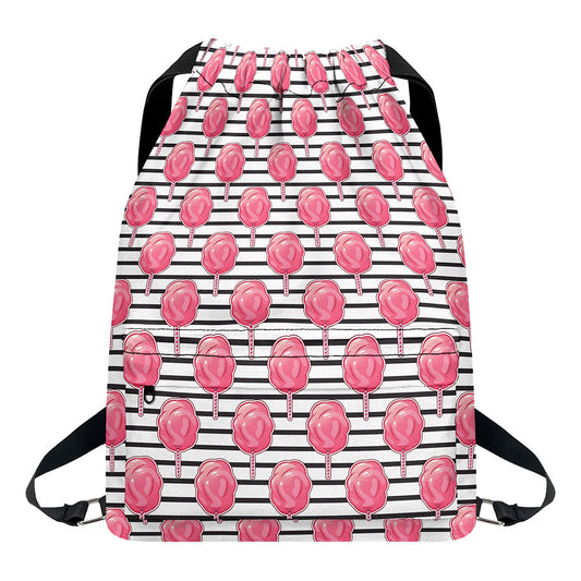 Cotton Candy Striped Pattern Print Drawstring Backpack