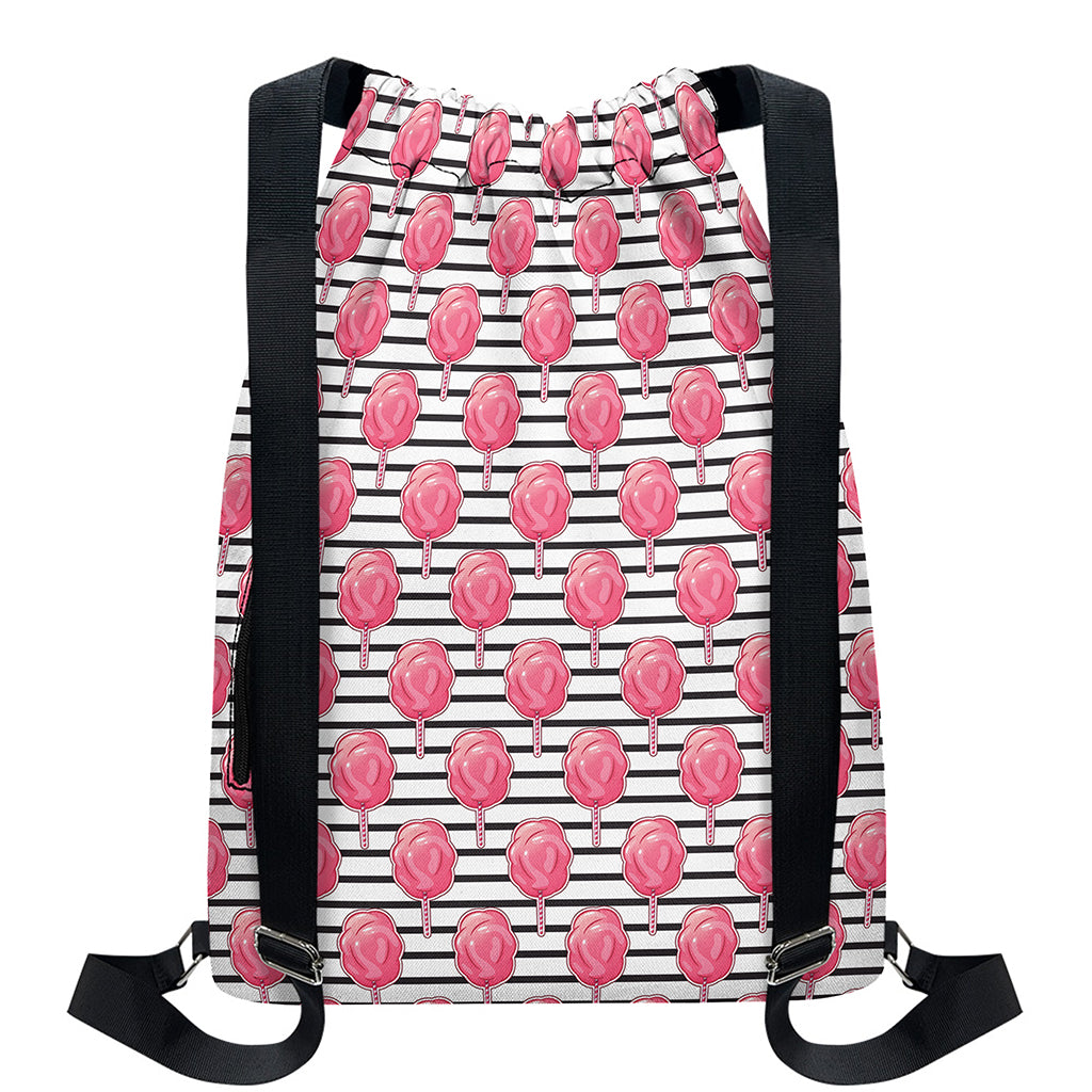 Cotton Candy Striped Pattern Print Drawstring Backpack