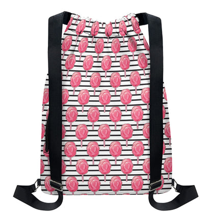 Cotton Candy Striped Pattern Print Drawstring Backpack